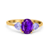Art Deco Oval Natural Stone Trio Ring