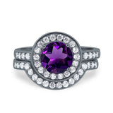 Two Piece Round Natural Stone Bridal Ring