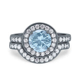 Two Piece Round Natural Stone Bridal Ring