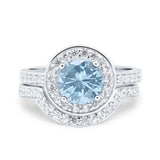 Two Piece Round Natural Stone Bridal Ring