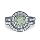 Two Piece Round Natural Stone Bridal Ring
