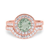 Two Piece Round Natural Stone Bridal Ring