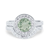 Two Piece Round Natural Stone Bridal Ring
