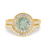 Two Piece Round Natural Stone Bridal Ring