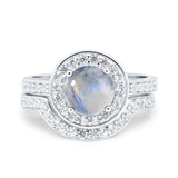 Two Piece Round Natural Stone Bridal Ring