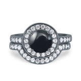 Two Piece Round Natural Stone Bridal Ring