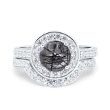 Two Piece Round Natural Stone Bridal Ring