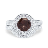 Two Piece Round Natural Stone Bridal Ring