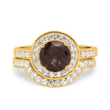 Two Piece Round Natural Stone Bridal Ring