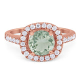 Vintage Style Round Natural Stone Halo Ring