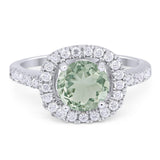 Vintage Style Round Natural Stone Halo Ring