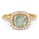 Vintage Style Round Natural Stone Halo Ring