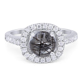Vintage Style Round Natural Stone Halo Ring