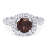 Vintage Style Round Natural Stone Halo Ring