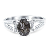 Art Deco Oval Natural Stone Wedding Ring