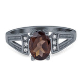 Art Deco Oval Natural Stone Wedding Ring