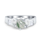Art Deco Round Natural Stone Cocktail Ring
