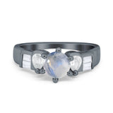 Art Deco Round Natural Stone Cocktail Ring