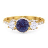 Three Stone Round Natural Stone Ring