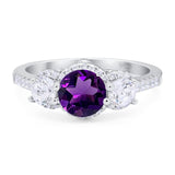 Three Stone Round Natural Stone Ring