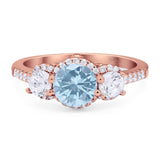 Three Stone Round Natural Stone Ring