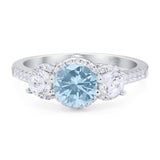 Three Stone Round Natural Stone Ring