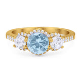 Three Stone Round Natural Stone Ring