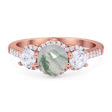 Three Stone Round Natural Stone Ring