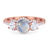 Three Stone Round Natural Stone Ring