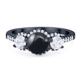 Three Stone Round Natural Stone Ring