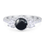 Three Stone Round Natural Stone Ring