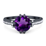 Round Natural Stone Solitaire Ring