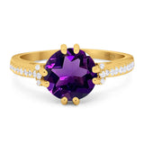 Round Natural Stone Solitaire Ring