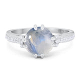Round Natural Stone Solitaire Ring