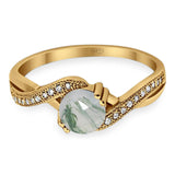 Art Deco Round Natural Stone Twisted Ring