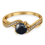Art Deco Round Natural Stone Twisted Ring