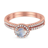 Two Piece Round Natural Stone Ring