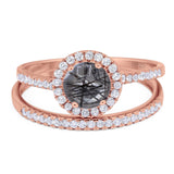 Two Piece Round Natural Stone Bridal Ring