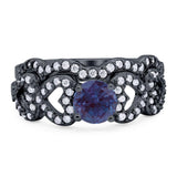 Two Piece Round Natural Stone Art Deco Ring