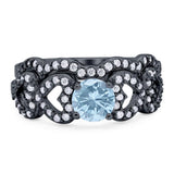 Two Piece Round Natural Stone Art Deco Ring