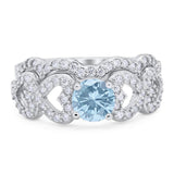 Two Piece Round Natural Stone Art Deco Ring