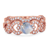 Two Piece Round Natural Stone Art Deco Ring