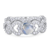 Two Piece Round Natural Stone Art Deco Ring