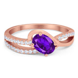 Oval Natural Stone Split Shank Ring