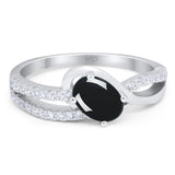 Oval Natural Stone Split Shank Ring