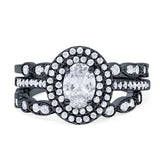 Three Piece Oval Natural Stone Bridal Ring