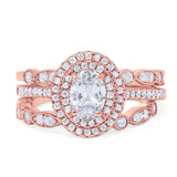 Three Piece Oval Natural Stone Bridal Ring