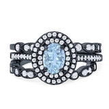 Three Piece Oval Natural Stone Bridal Ring