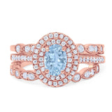 Three Piece Oval Natural Stone Bridal Ring