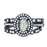 Three Piece Oval Natural Stone Bridal Ring